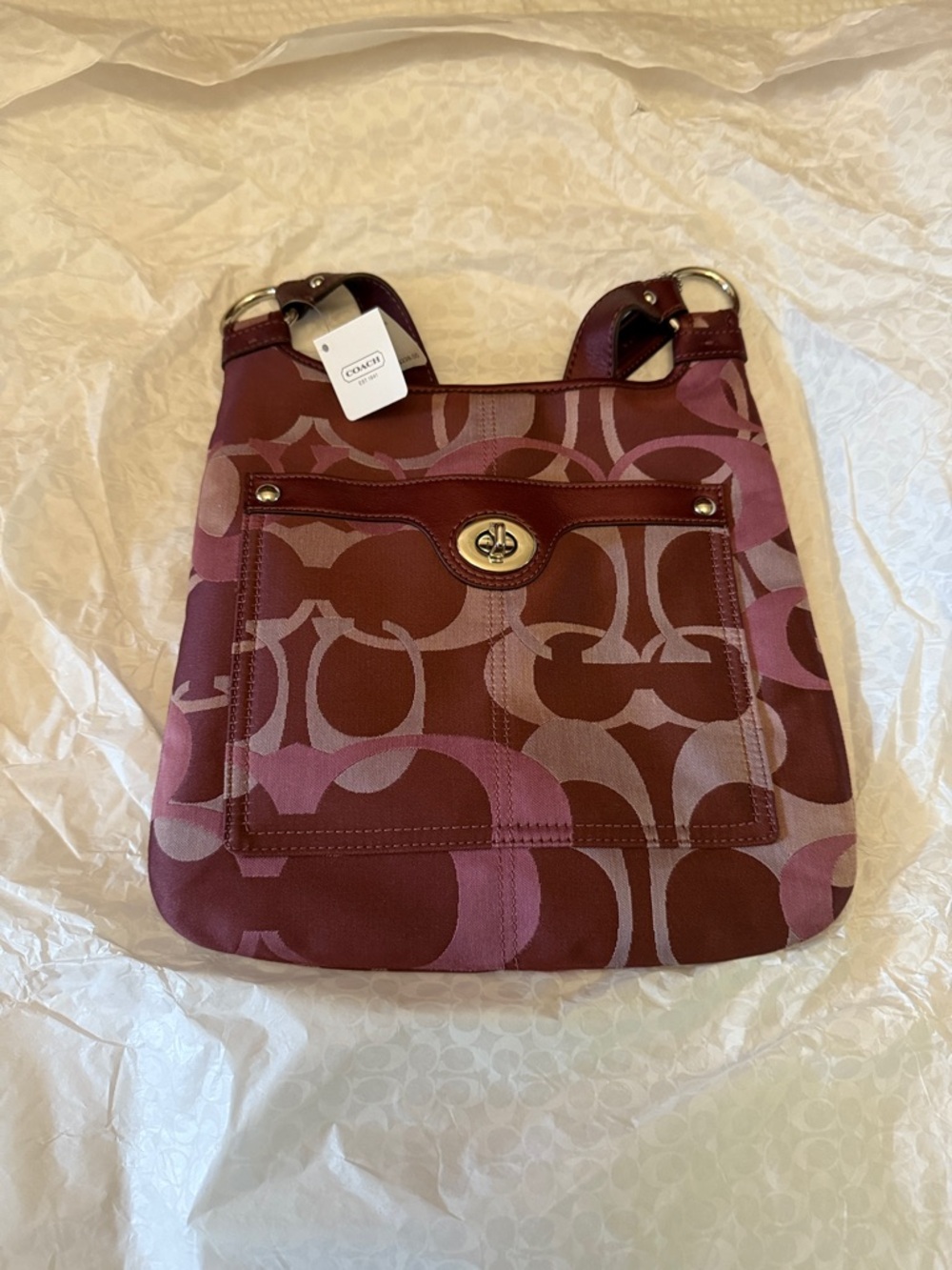 Coach Penelope Bordeaux Optic Crossbody Bag  - in tissue from the store!